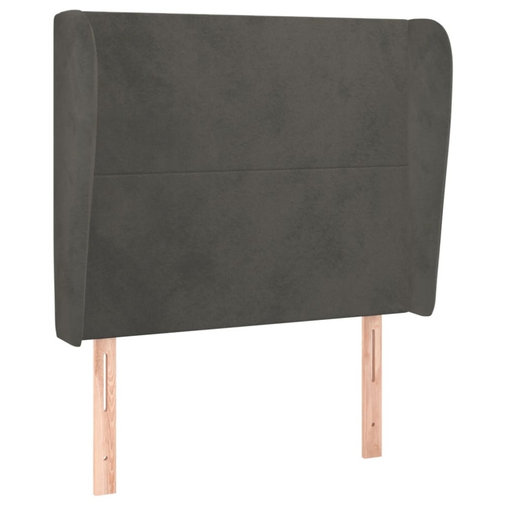 vidaXL Tăblie de pat cu aripioare gri închis 93x23x118/128 cm catifea