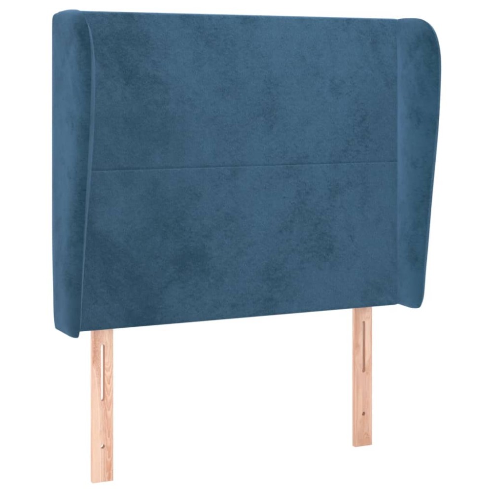 vidaXL Tăblie pat cu aripioare albastru închis 93x23x118/128cm catifea