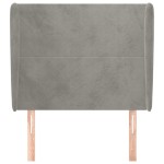 vidaXL Tăblie de pat cu aripioare gri deschis 103x23x118/128cm catifea