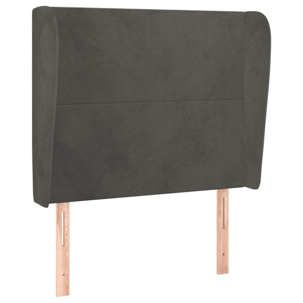 vidaXL Tăblie de pat cu aripioare gri închis 103x23x118/128 cm catifea