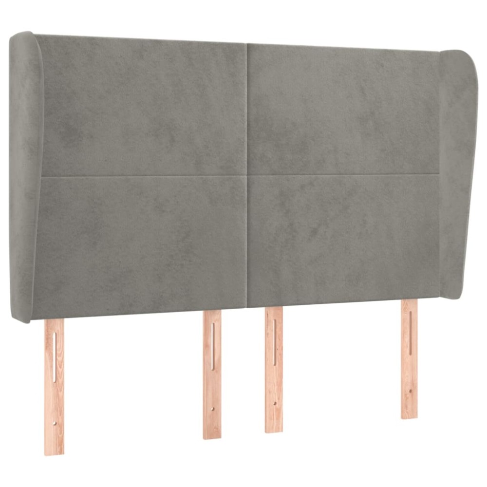 vidaXL Tăblie de pat cu aripioare gri deschis 147x23x118/128cm catifea