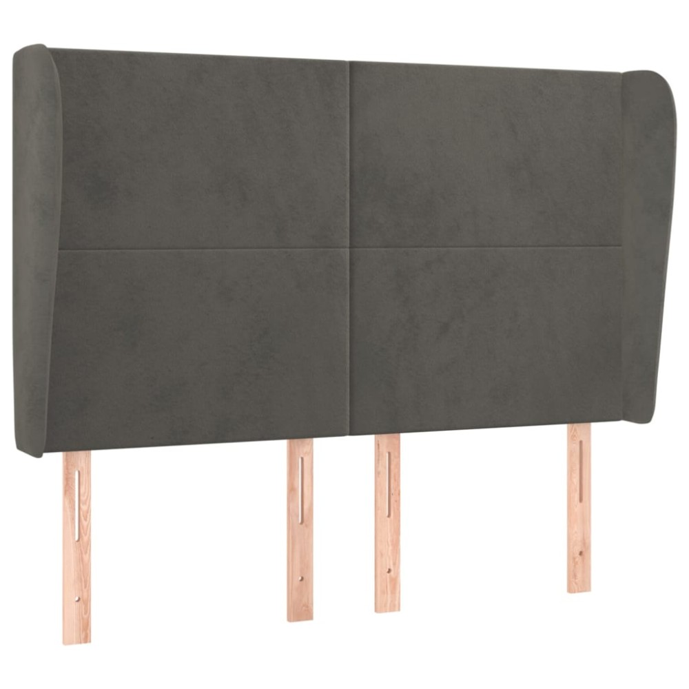 vidaXL Tăblie de pat cu aripioare gri închis 147x23x118/128 cm catifea