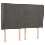 vidaXL Tăblie de pat cu aripioare gri închis 147x23x118/128 cm catifea