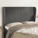 vidaXL Tăblie de pat cu aripioare gri închis 147x23x118/128 cm catifea