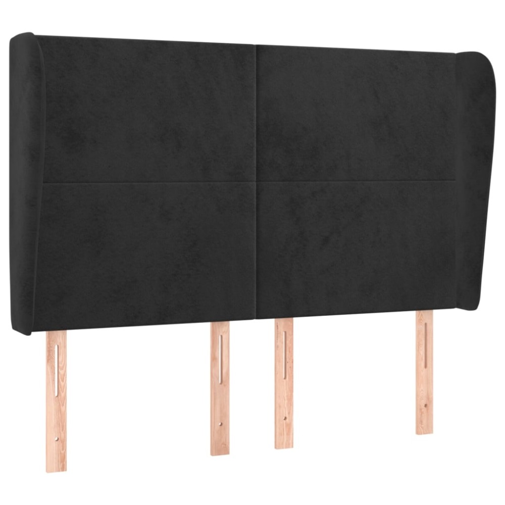 vidaXL Tăblie de pat cu aripioare, negru, 147x23x118/128 cm, catifea