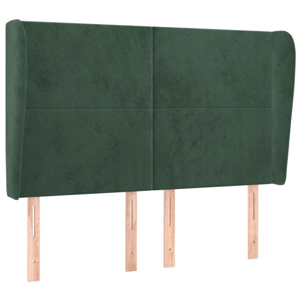 vidaXL Tăblie pat cu aripioare verde închis 147x23x118/128 cm catifea