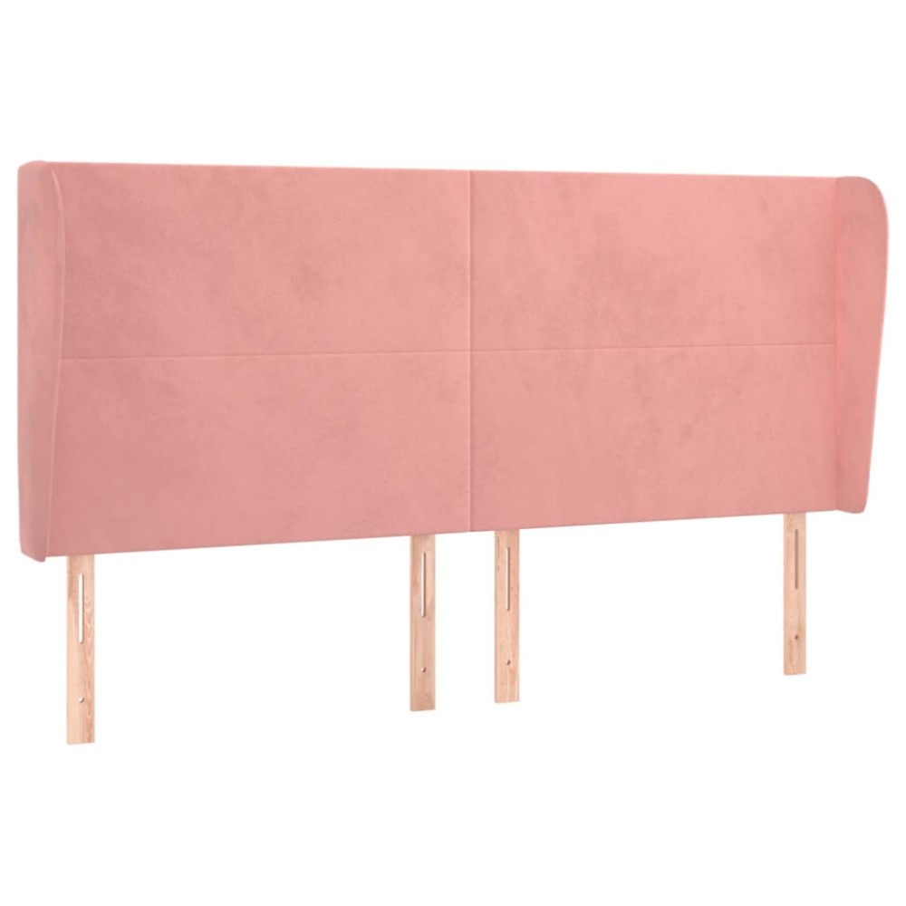 vidaXL Tăblie de pat cu aripioare, roz, 163x23x118/128 cm, catifea