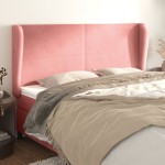 vidaXL Tăblie de pat cu aripioare, roz, 163x23x118/128 cm, catifea vidaXL Tăblie de pat cu aripioare, roz, 163x23x118/128 cm, catifea