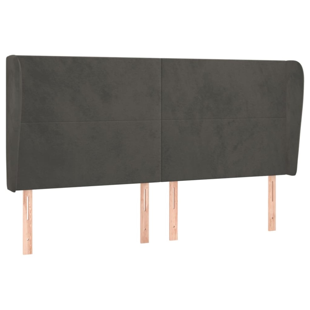 vidaXL Tăblie de pat cu aripioare gri închis 183x23x118/128 cm catifea