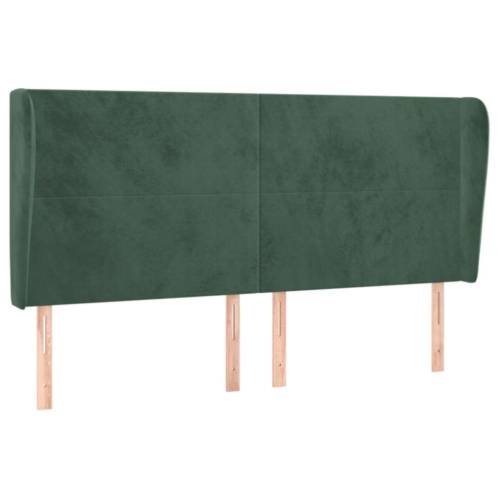 vidaXL Tăblie pat cu aripioare verde închis 183x23x118/128 cm catifea