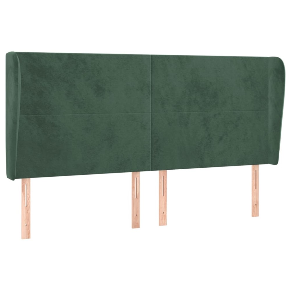 vidaXL Tăblie pat cu aripioare verde închis 203x23x118/128cm catifea