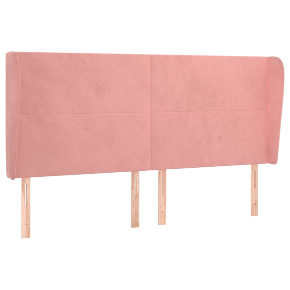 vidaXL Tăblie de pat cu aripioare, roz, 203x23x118/128 cm, catifea