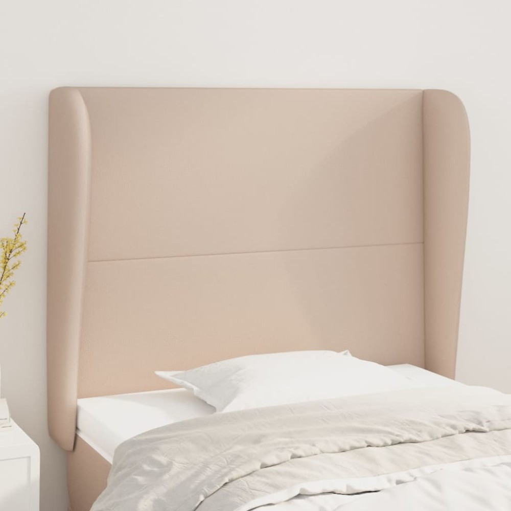 vidaXL Tăblie pat cu aripioare cappuccino 93x23x118/128 cm piele eco