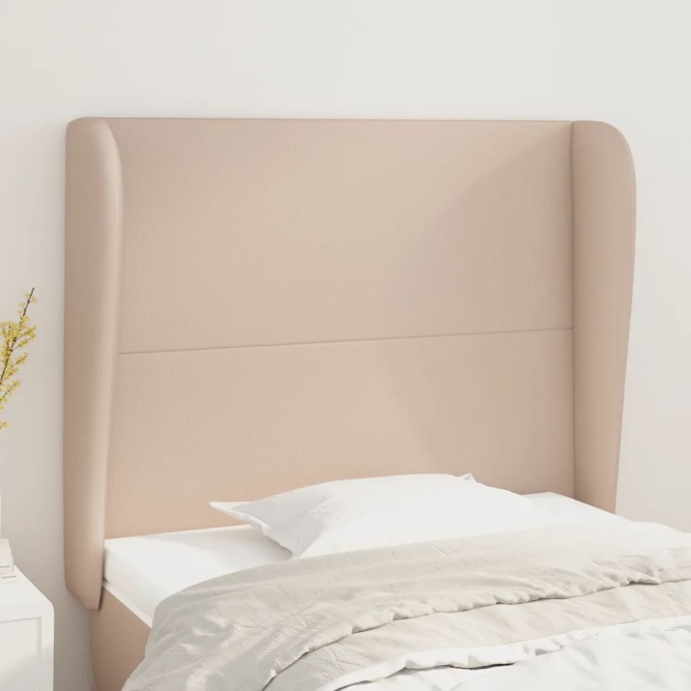 vidaXL Tăblie pat cu aripioare cappuccino 103x23x118/128 cm piele eco