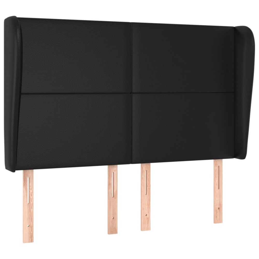vidaXL Tăblie de pat cu aripioare, negru, 147x23x118/128 cm, piele eco