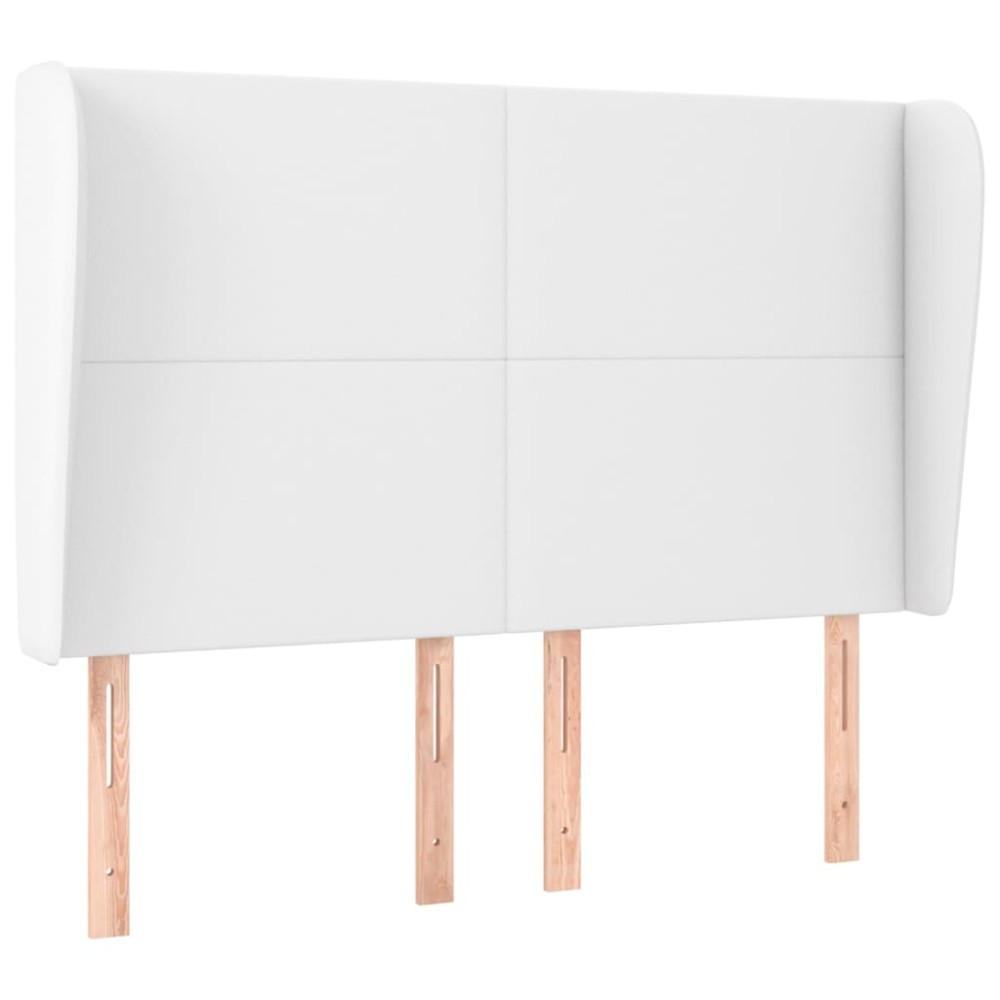 vidaXL Tăblie de pat cu aripioare, alb, 147x23x118/128 cm, piele eco