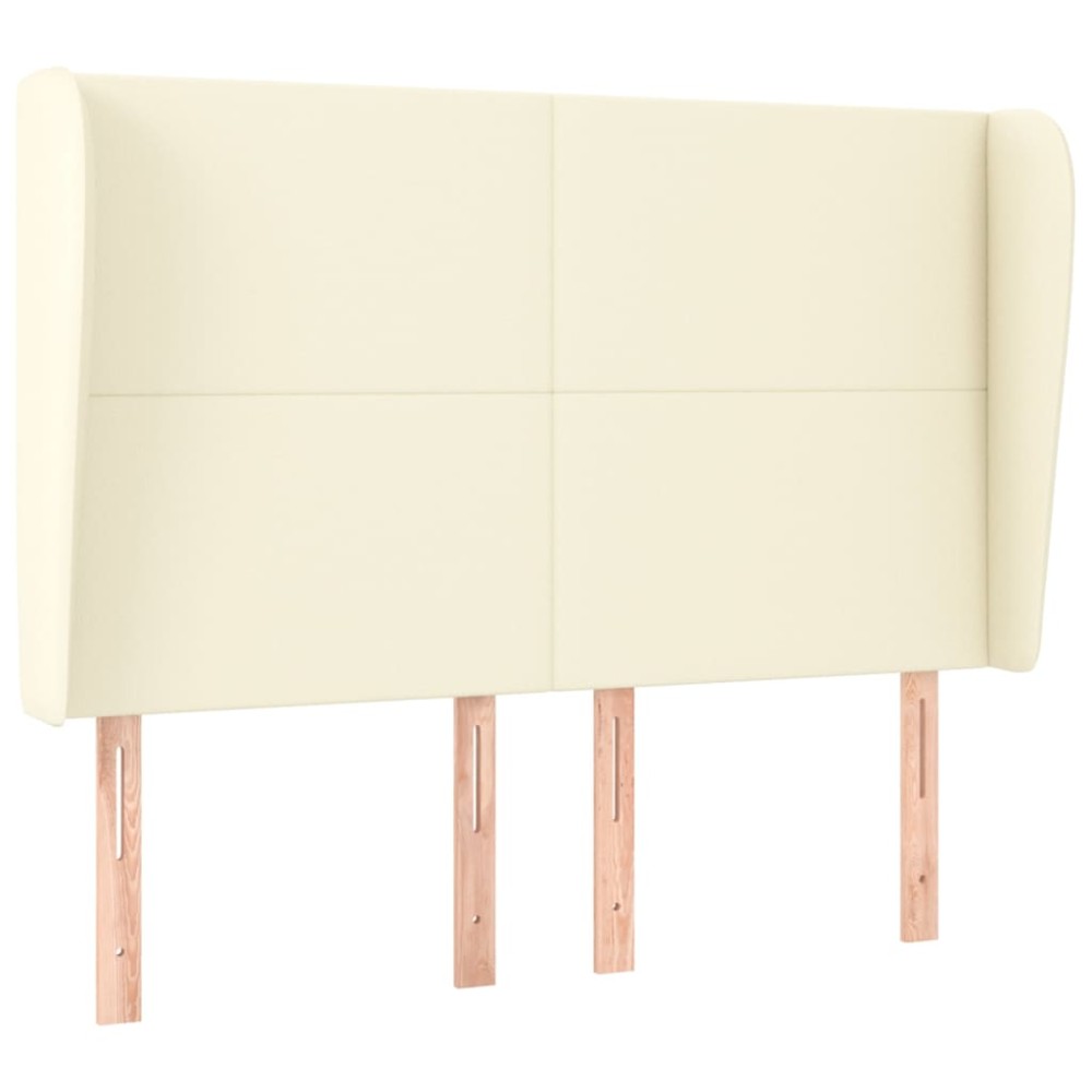 vidaXL Tăblie de pat cu aripioare, crem, 147x23x118/128 cm, piele eco
