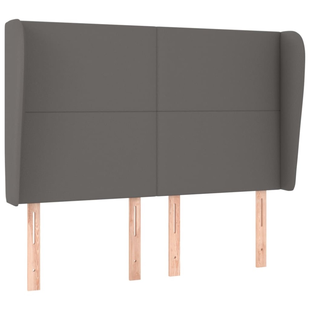vidaXL Tăblie de pat cu aripioare gri 147x23x118/128 cm piele eco