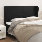 vidaXL Tăblie de pat cu aripioare, negru, 163x23x118/128 cm, piele eco