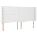 vidaXL Tăblie de pat cu aripioare, alb, 163x23x118/128 cm, piele eco