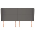 vidaXL Tăblie de pat cu aripioare gri 163x23x118/128 cm piele eco