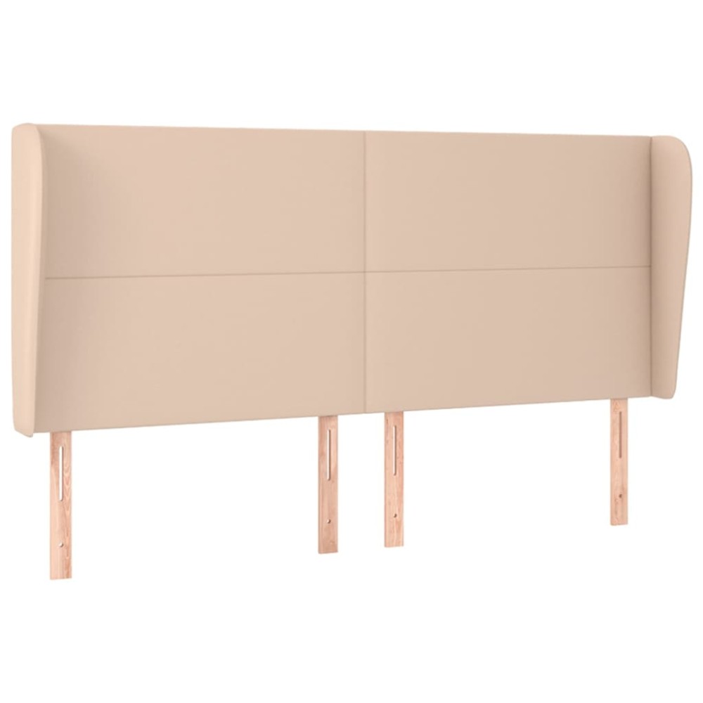 vidaXL Tăblie pat cu aripioare cappuccino 163x23x118/128 cm piele eco
