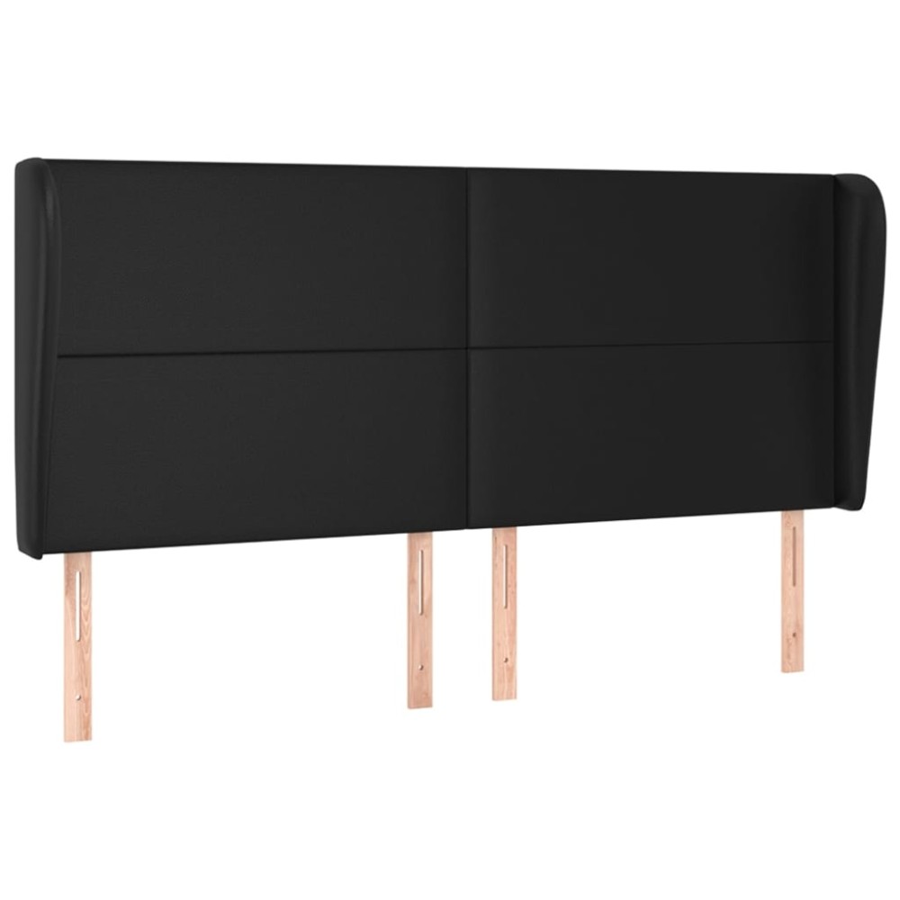 vidaXL Tăblie de pat cu aripioare, negru, 183x23x118/128 cm, piele eco