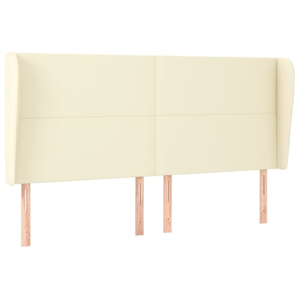 vidaXL Tăblie de pat cu aripioare, crem, 183x23x118/128 cm, piele eco