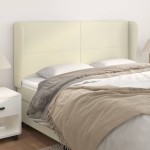 vidaXL Tăblie de pat cu aripioare, crem, 183x23x118/128 cm, piele eco