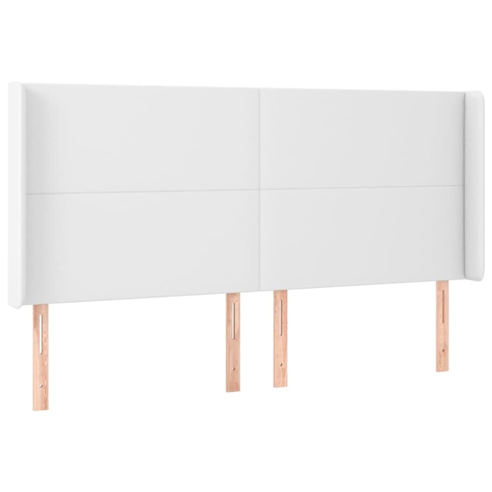 vidaXL Tăblie de pat cu aripioare, alb, 203x23x118/128 cm, piele eco
