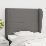vidaXL Tăblie de pat cu aripioare gri închis 83x23x118/128 cm textil