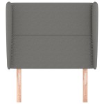 vidaXL Tăblie de pat cu aripioare gri închis 103x23x118/128 cm textil