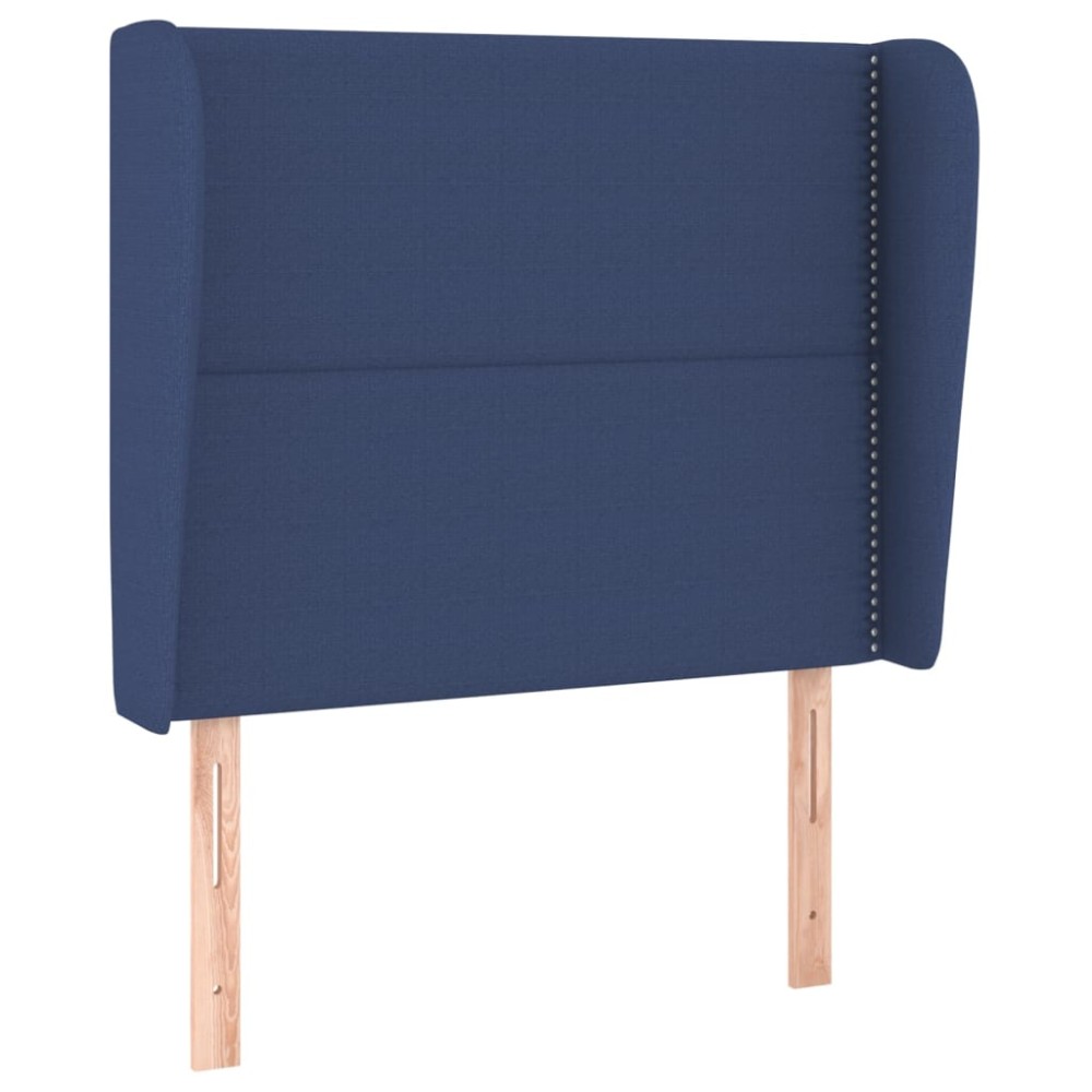 vidaXL Tăblie de pat cu aripioare, albastru, 103x23x118/128 cm, textil