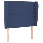 vidaXL Tăblie de pat cu aripioare, albastru, 103x23x118/128 cm, textil