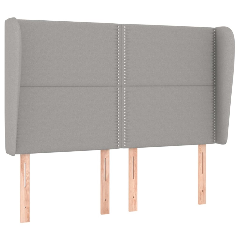 vidaXL Tăblie de pat cu aripioare gri deschis 147x23x118/128 cm textil