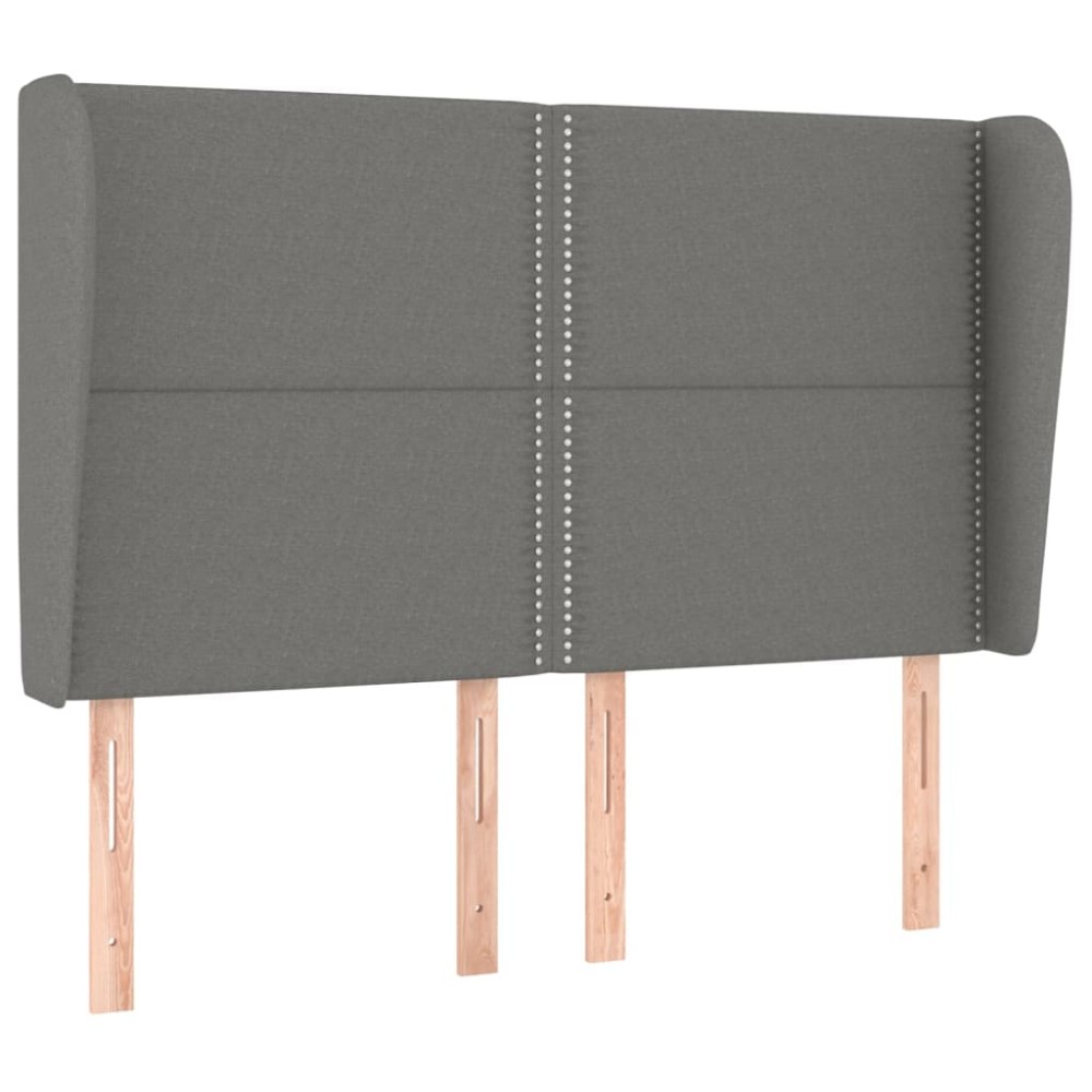 vidaXL Tăblie de pat cu aripioare gri închis 147x23x118/128 cm textil