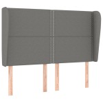 vidaXL Tăblie de pat cu aripioare gri închis 147x23x118/128 cm textil