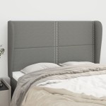 vidaXL Tăblie de pat cu aripioare gri închis 147x23x118/128 cm textil