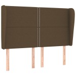 vidaXL Tăblie de pat cu aripioare maro închis 147x23x118/128 cm textil