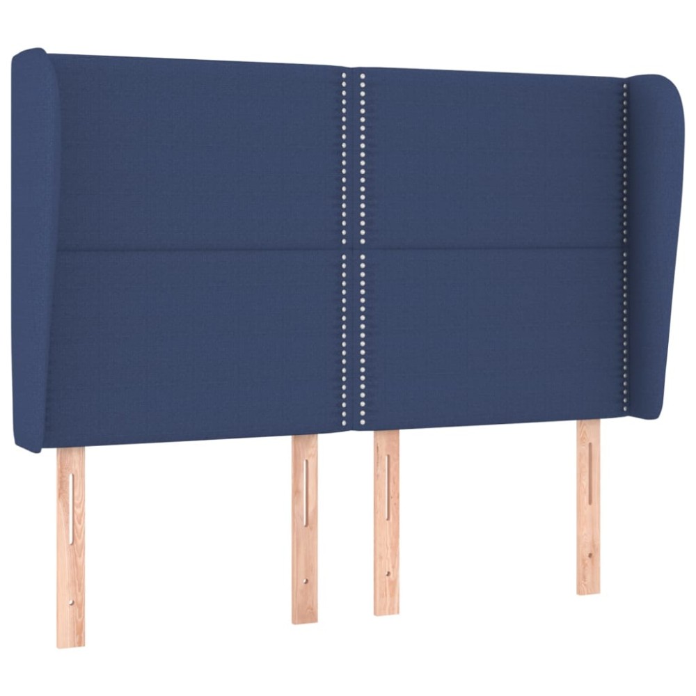 vidaXL Tăblie de pat cu aripioare, albastru, 147x23x118/128 cm, textil