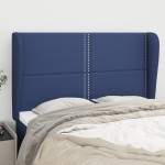vidaXL Tăblie de pat cu aripioare, albastru, 147x23x118/128 cm, textil vidaXL Tăblie de pat cu aripioare, albastru, 147x23x118/128 cm, textil