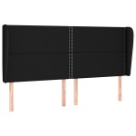 vidaXL Tăblie de pat cu aripioare, negru, 163x23x118/128 cm, textil