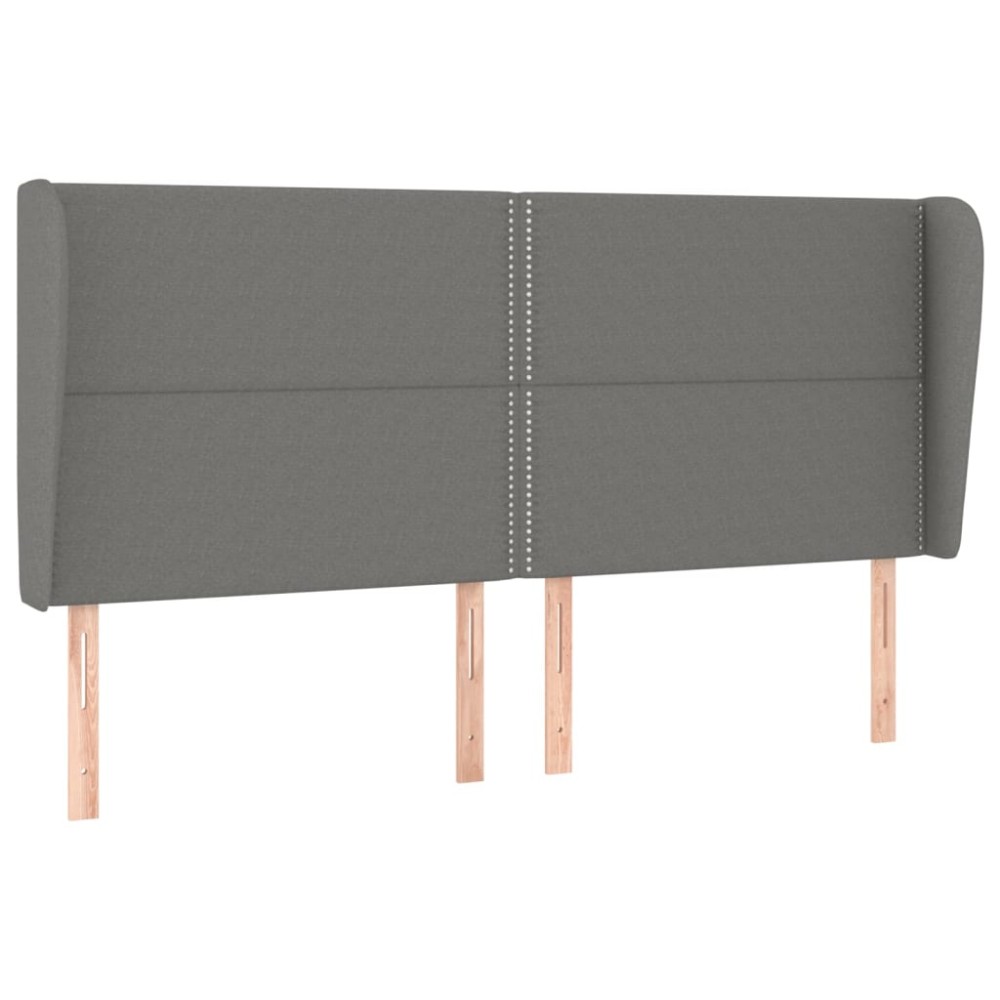 vidaXL Tăblie de pat cu aripioare gri închis 183x23x118/128 cm textil