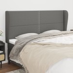 vidaXL Tăblie de pat cu aripioare gri închis 183x23x118/128 cm textil vidaXL Tăblie de pat cu aripioare gri închis 183x23x118/128 cm textil