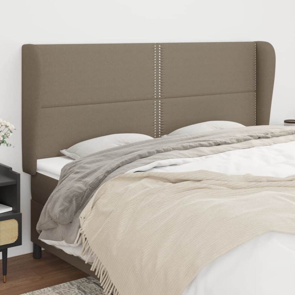 vidaXL Tăblie de pat cu aripioare gri taupe 183x23x118/128 cm textil