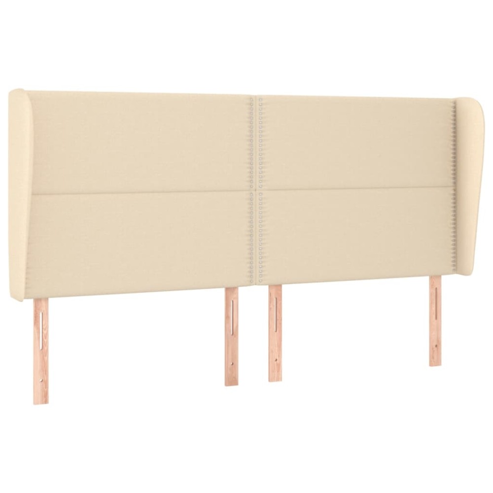 vidaXL Tăblie de pat cu aripioare, crem, 183x23x118/128 cm, textil