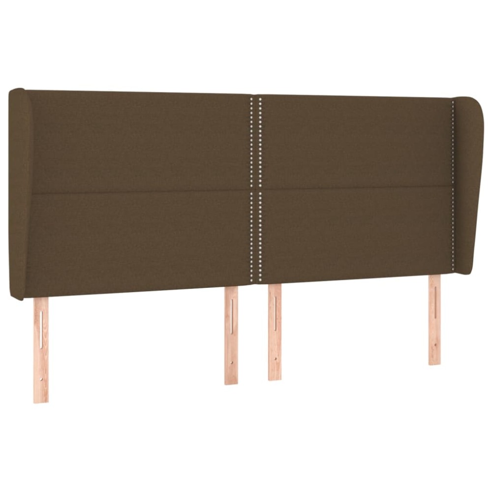 vidaXL Tăblie de pat cu aripioare maro închis 203x23x118/128 cm textil