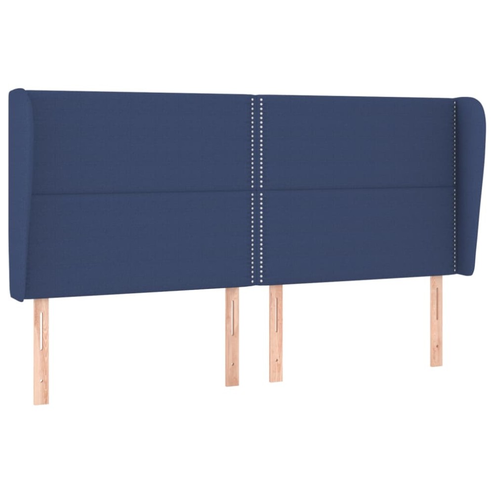 vidaXL Tăblie de pat cu aripioare, albastru, 203x23x118/128 cm, textil