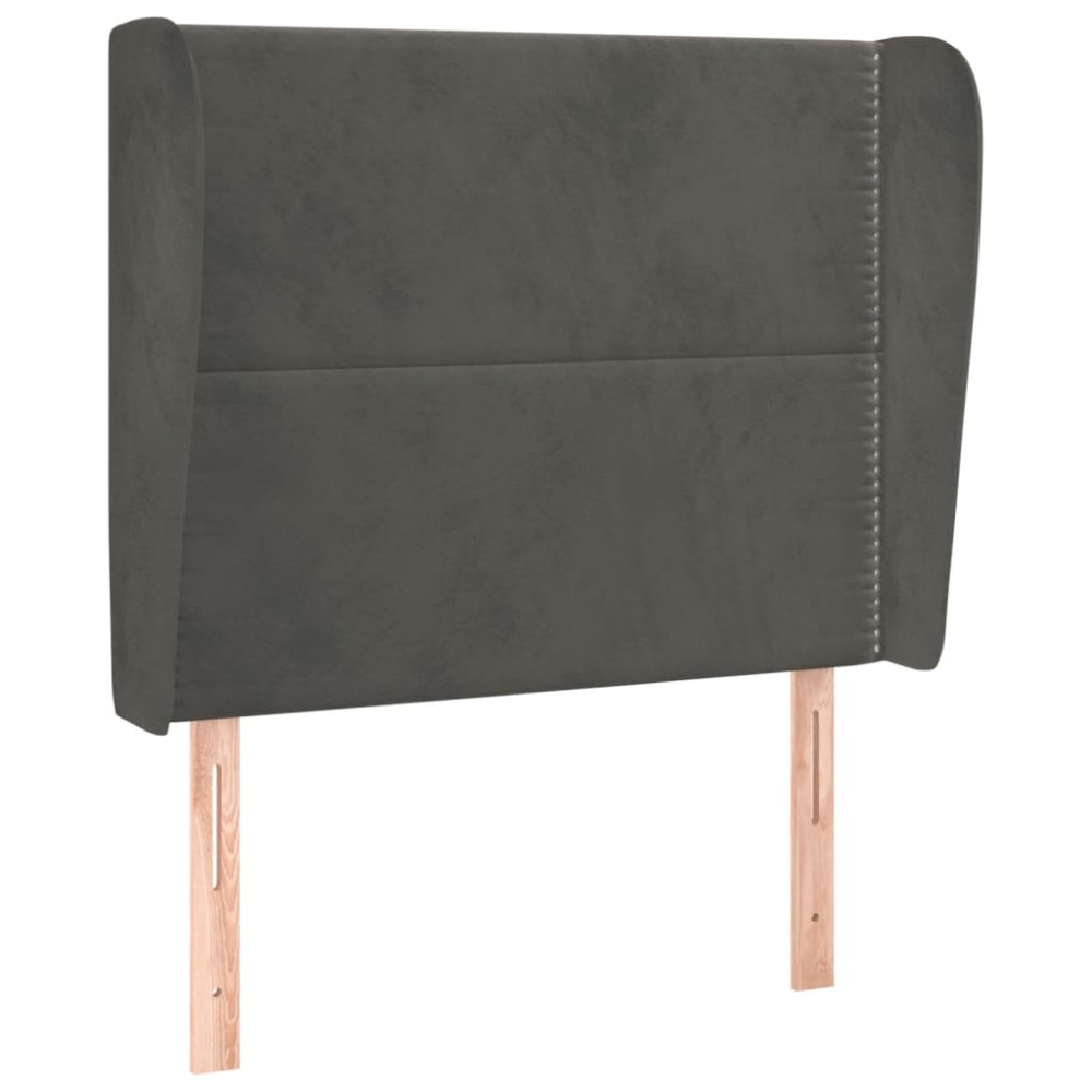 vidaXL Tăblie de pat cu aripioare gri închis 103x23x118/128 cm catifea