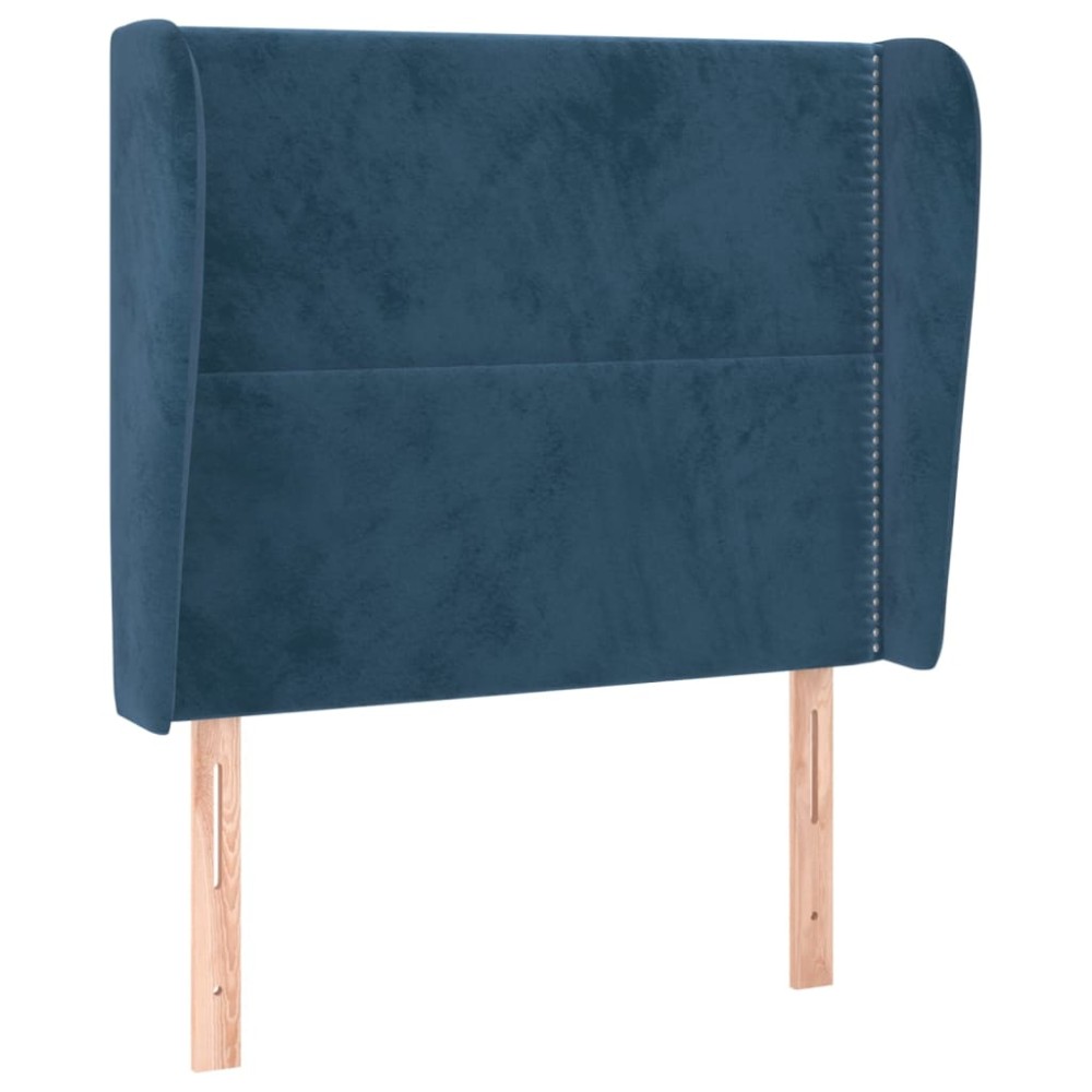 vidaXL Tăblie pat cu urechi albastru închis 103x23x118/128cm catifea